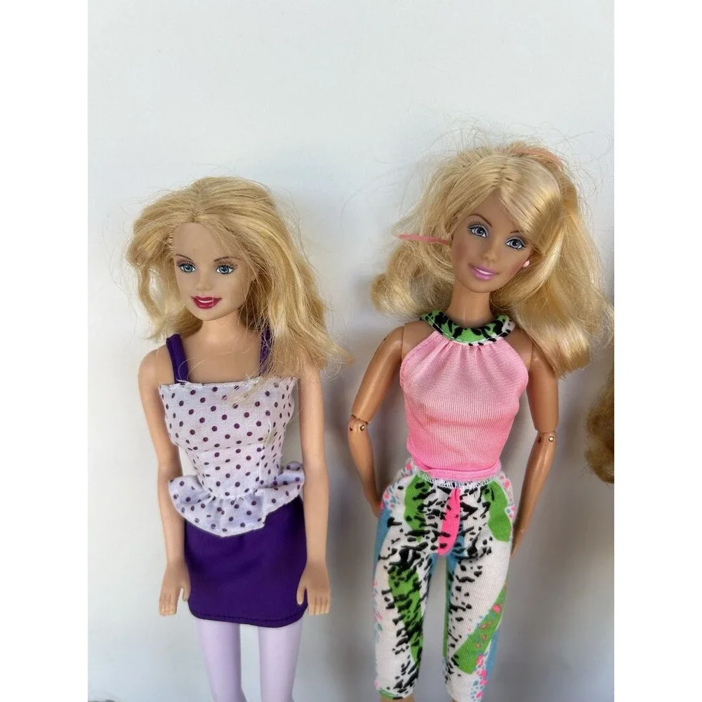 Mattel Barbie Lot of 10 Dressed Fashion Dolls Colorful 80s 90s Style Clothes